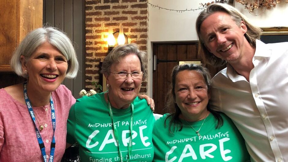 Four people standing together. From the left is Jo, Pam, Terri and Rob.