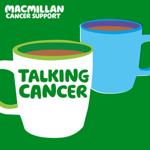 Two mugs on a green background with the words Takling Cancer.