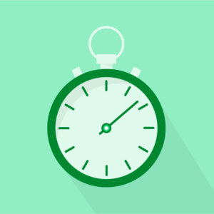 A stopwatch on a light green background.