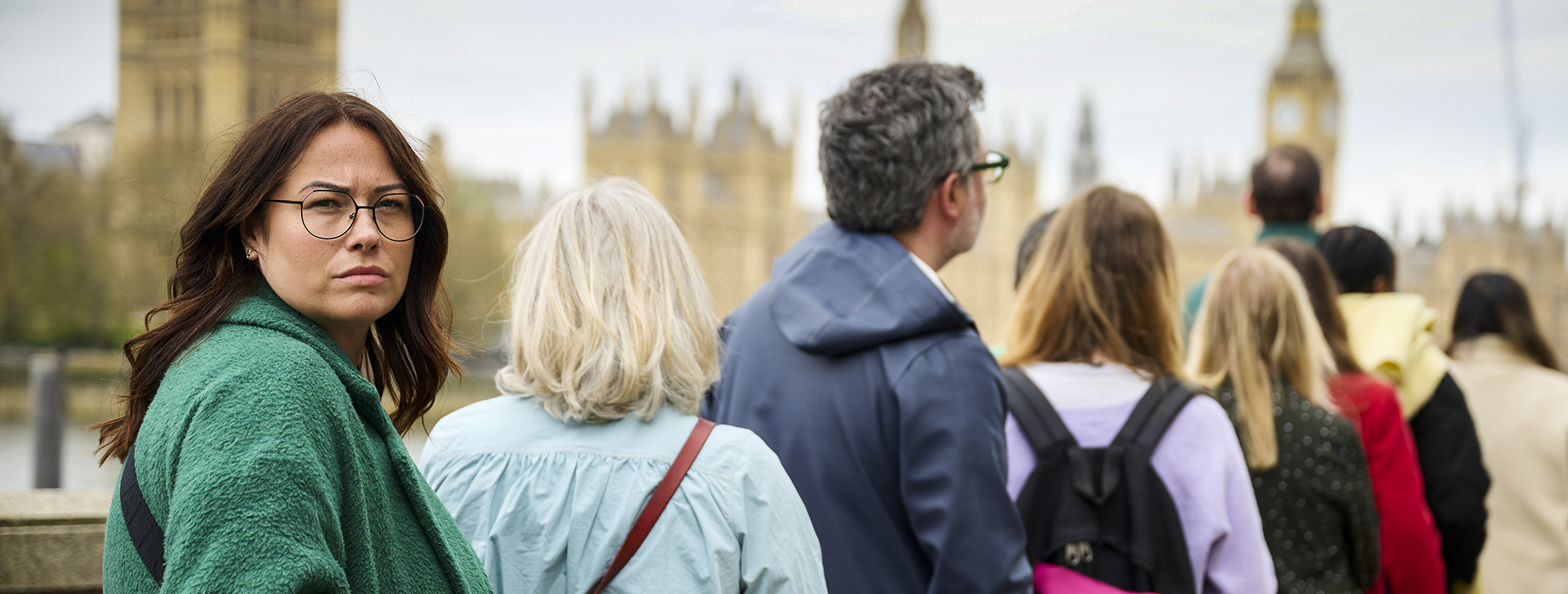 People queueing outside parliament
