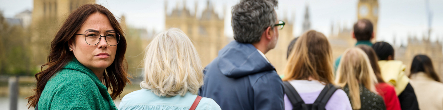 Campaigners queueing outside UK parliament