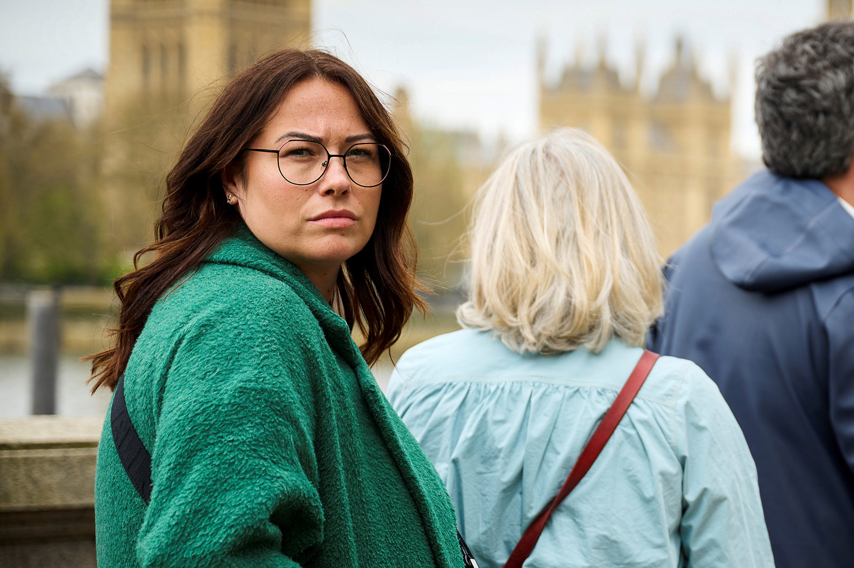  People queuing outside parliament.