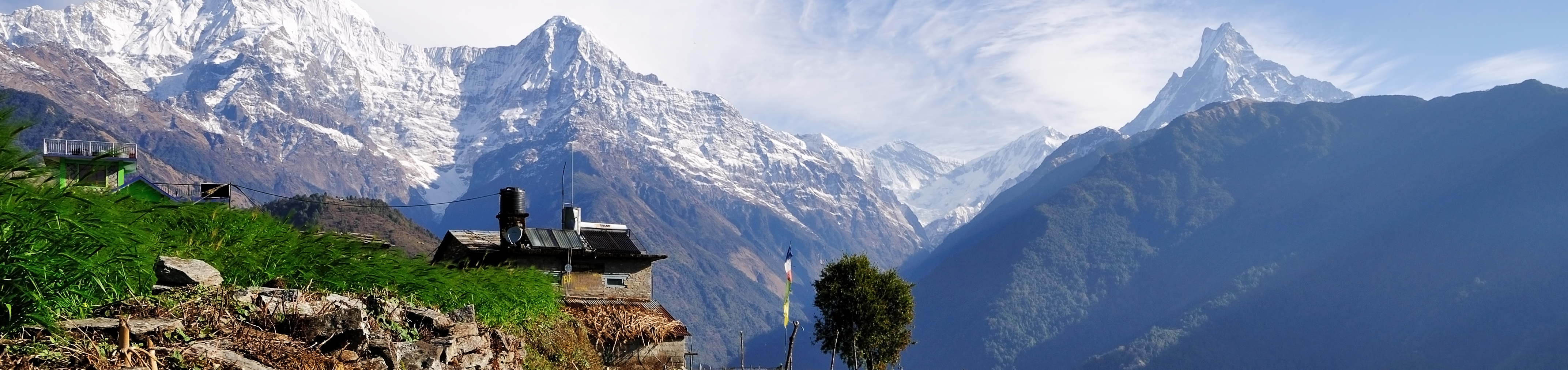 Snow topped mountain range
