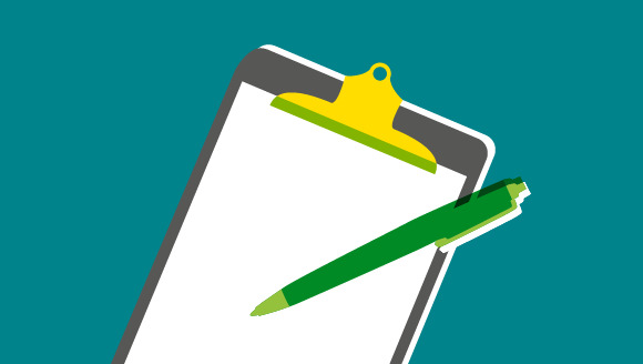 Illustration of a clipboard and pen