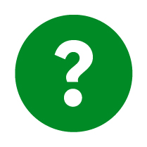 Icon white question mark in green circle