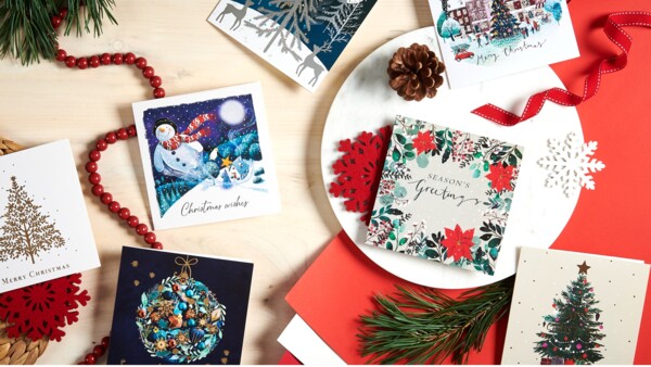 A display of Christmas card designs