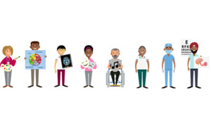 Illustration of 16 Allied Health professionals