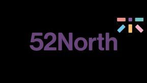 52 North logo. Purple text on black background