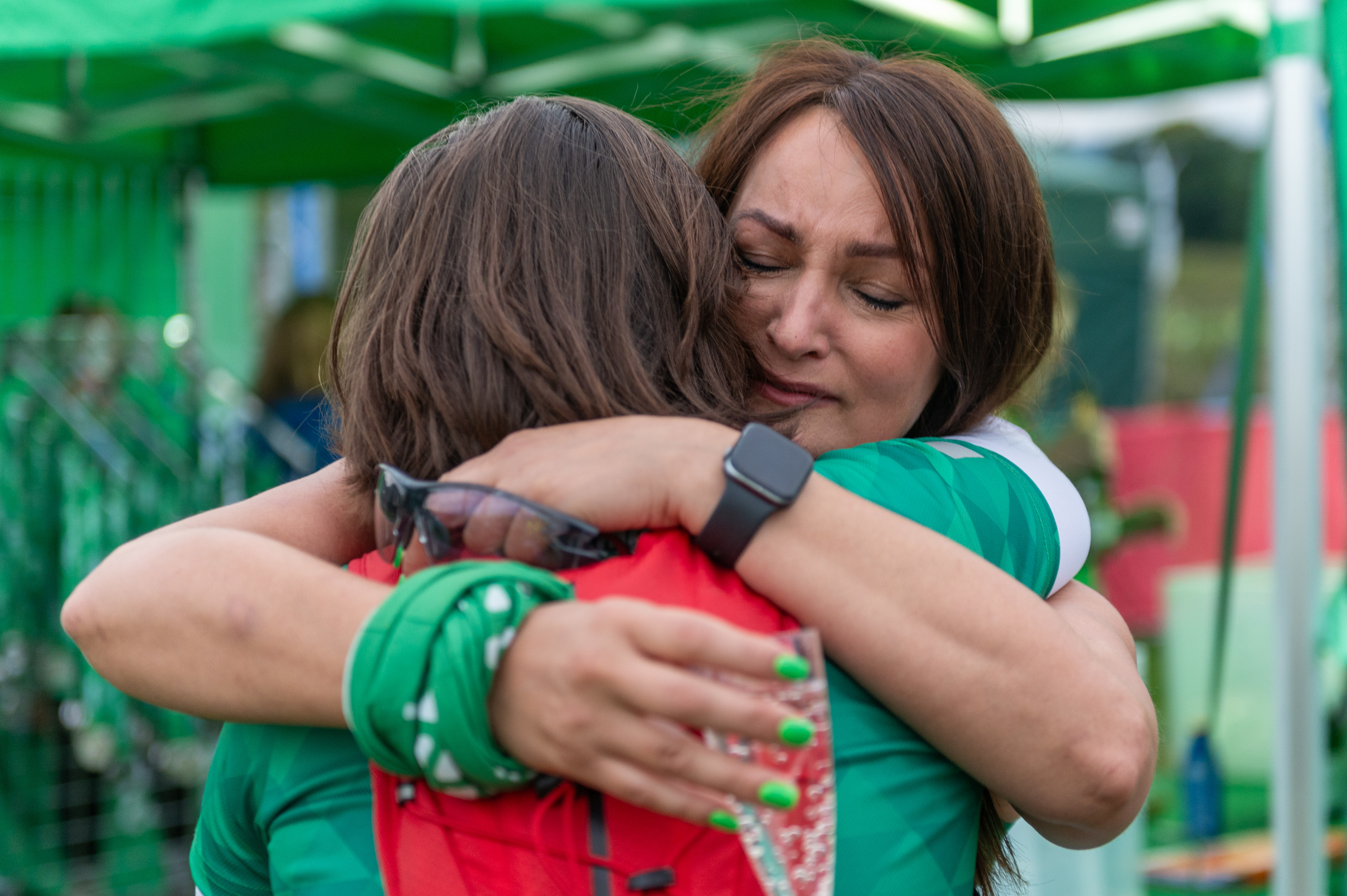 Two Mighty Hikers hugging each other