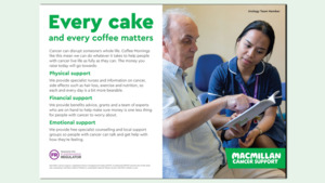 The graphic shows a preview of the Coffee Morning every cake matters poster.