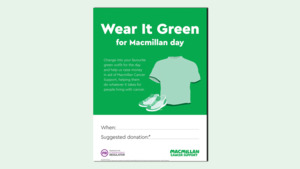 The graphic contains a preview of the Wear It Green PDF.