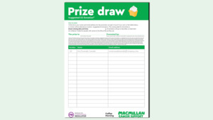 The graphic shows a preview of the prize draw form. 