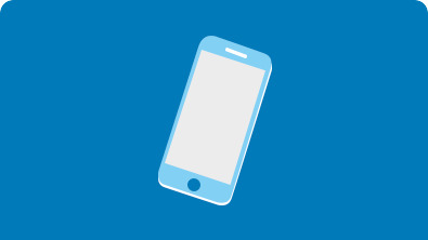 Illustration of a light blue mobile phone on a dark blue background