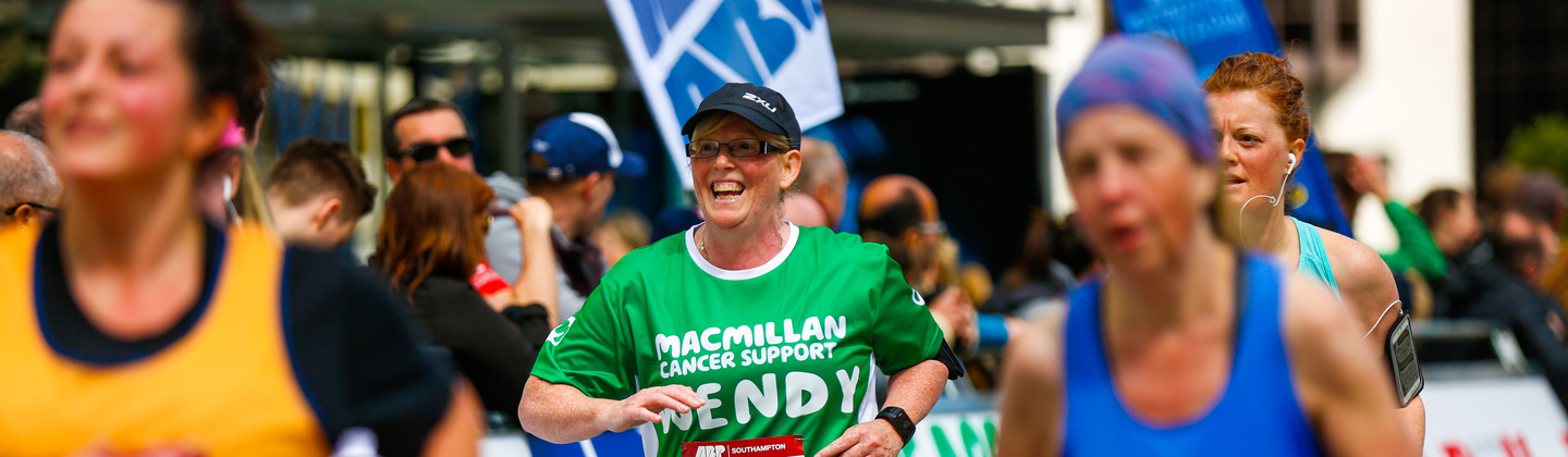 Wendy, a Macmillan runner during a race