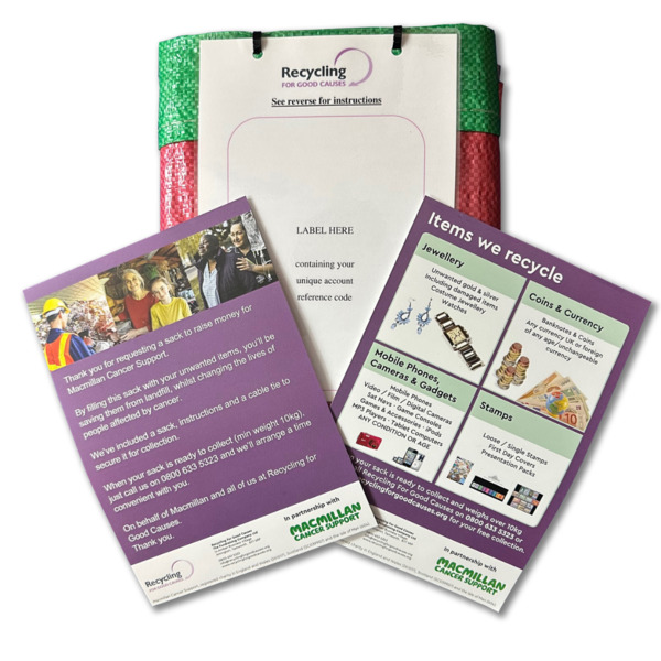 Macmillan recycling for good causes sack