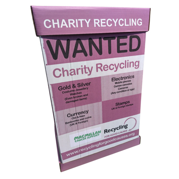 Macmillan recycling for good causes box