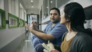 Male nurse and woman