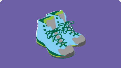 Illustration of hiking boots on a purple background