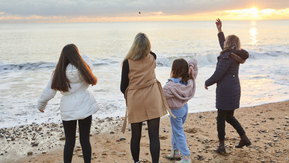 A family on the beach