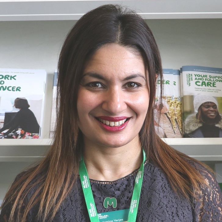 A photo of Azmina, a Macmillan Recovery Package Project Manager