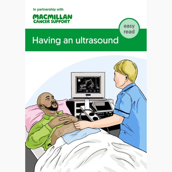 Easy read booklet cover with an illustration of someone having an ultrasound