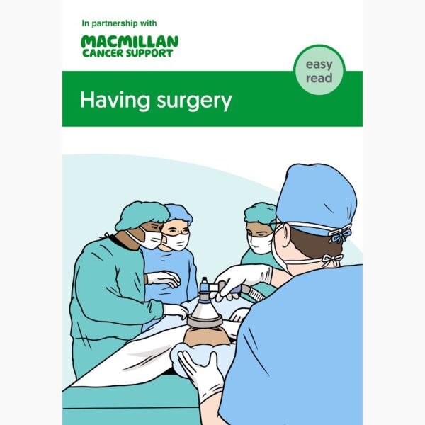 Easy read booklet cover about having surgery