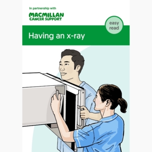 Easy read booklet cover of someone having an x-ray