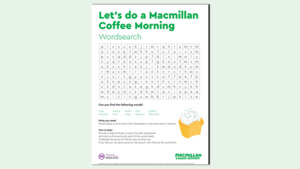 A preview of the Coffee Morning word search game.