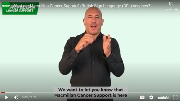 Macmillan's British Sign Language Services cover of YouTube video 