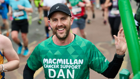 A man running the London Marathon 2024