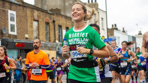 A woman running the London Mararthon