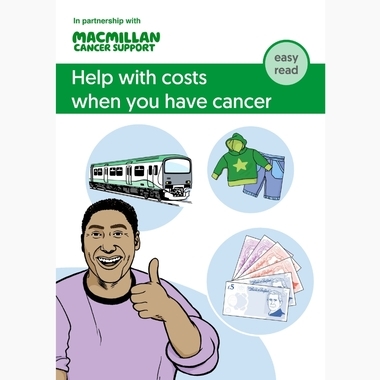 Booklet cover about help with costs when you have cancer cover