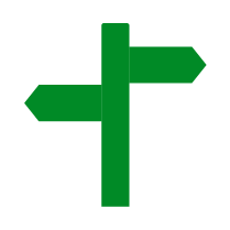 Green direction signpost