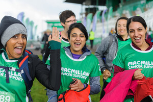 A group of hikers waving