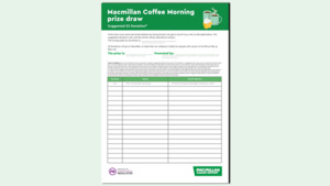 A preview of the Coffee Morning prize draw pdf.