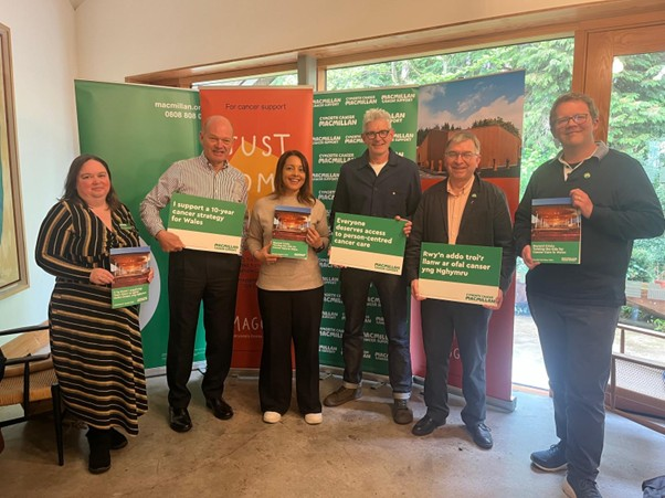 Candidates for the Senedd in the Caerdydd Ffynnon Taf constituency, with Wales External Affairs Manager Rhian Stangroom Steel (far left), at Maggie’s and Macmillan’s hustings event in Cardiff.