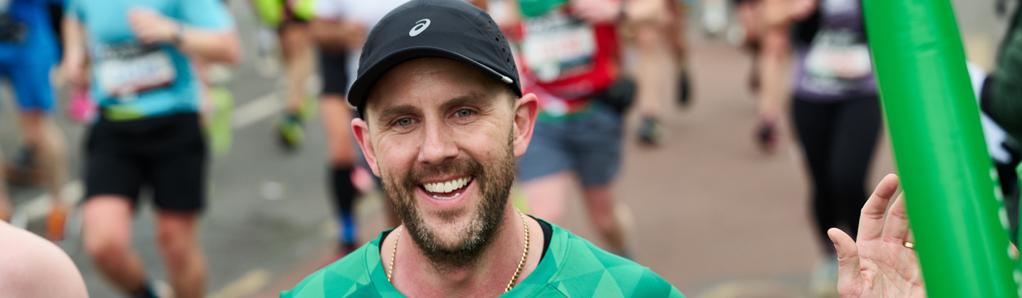 A man running the London Marathon 2024