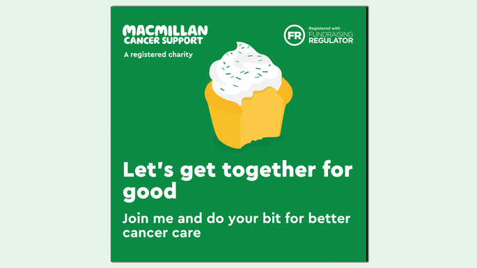 A preview of a graphic you can use on Instagram to invite people to your Coffee Morning. The graphic has the words 