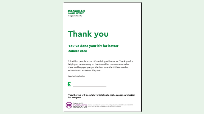 A preview of the Thank You poster you can use to celebrate how much you raised at your Coffee Morning.