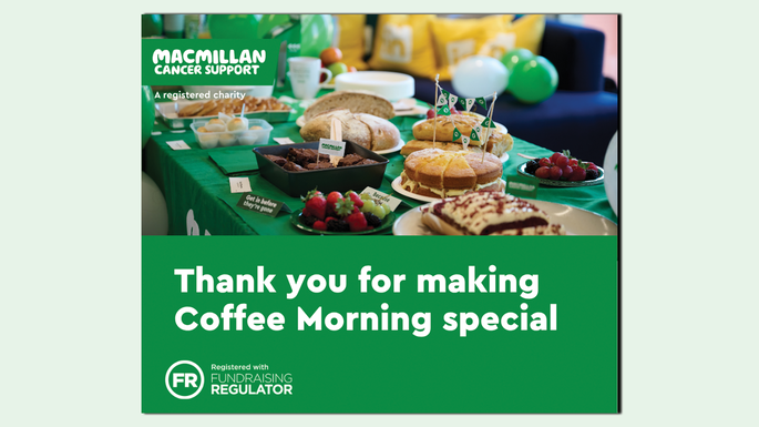 A preview of a graphic you can use to thank people for supporting your Coffee Morning.