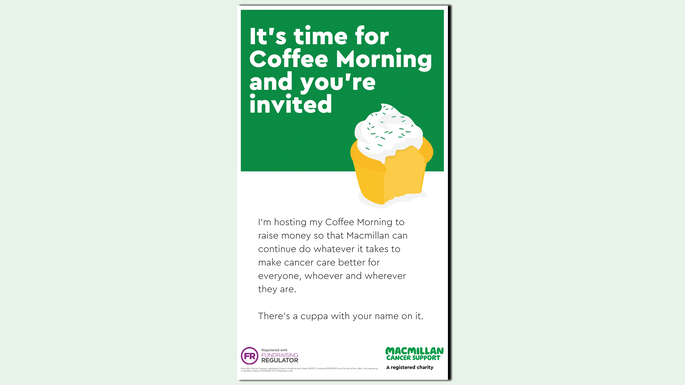 A preview of a graphic you can use on WhatsApp to invite people to your Coffee Morning.