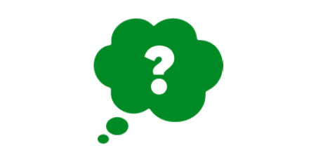 Green thought bubble with a question mark in the centre