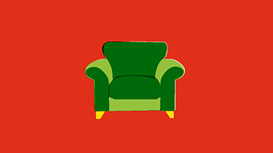 Illustration of an armchair on an orange background