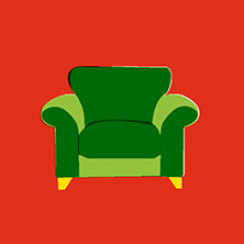 Illustration of an armchair on an orange background