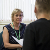 Macmillan nurse talking to patient