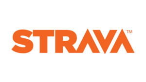 Strava logo in red.