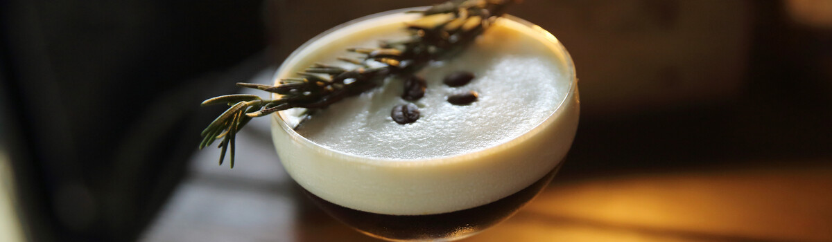 An espresso martini on a table