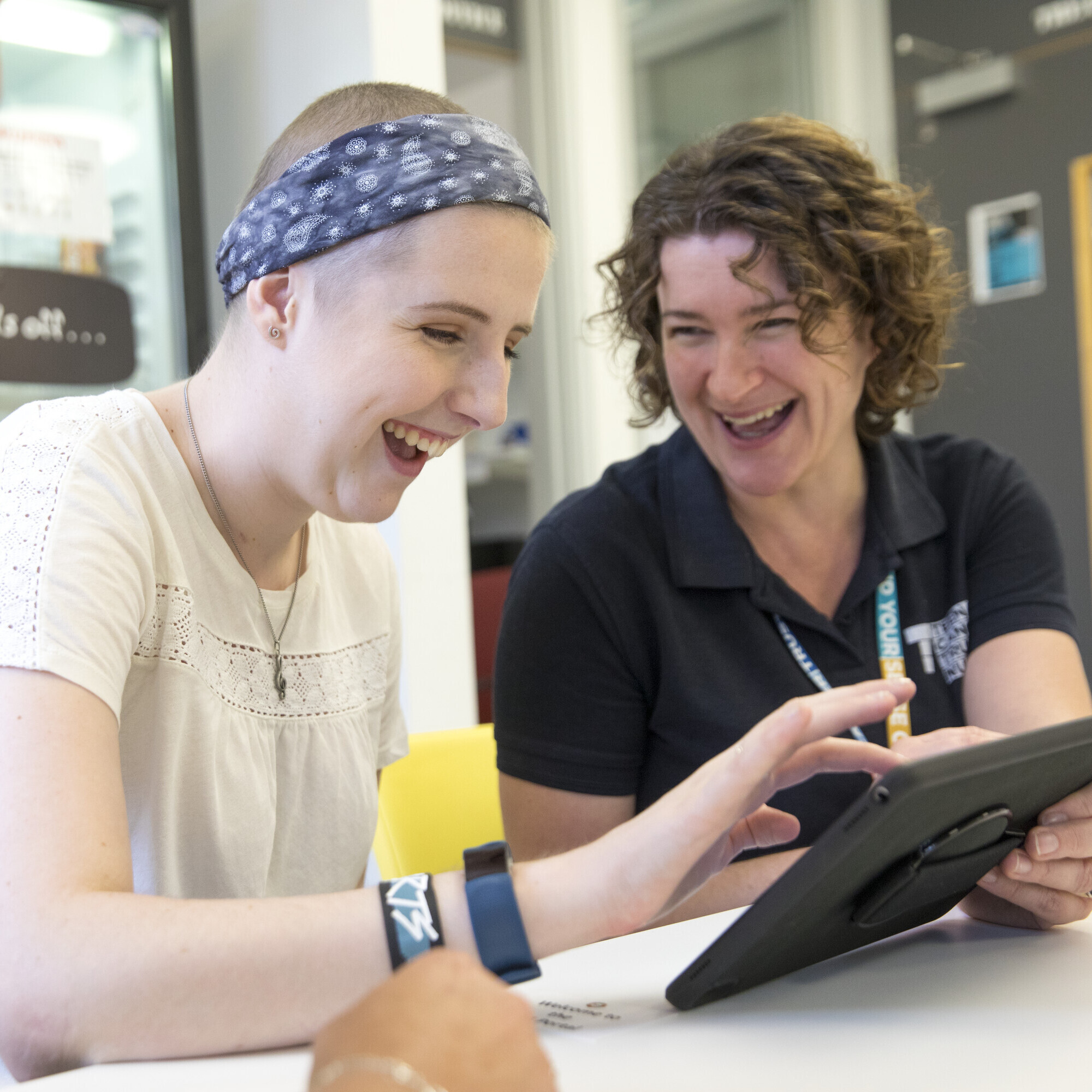 Macmillan Professional using an iPad/tablet with a patient