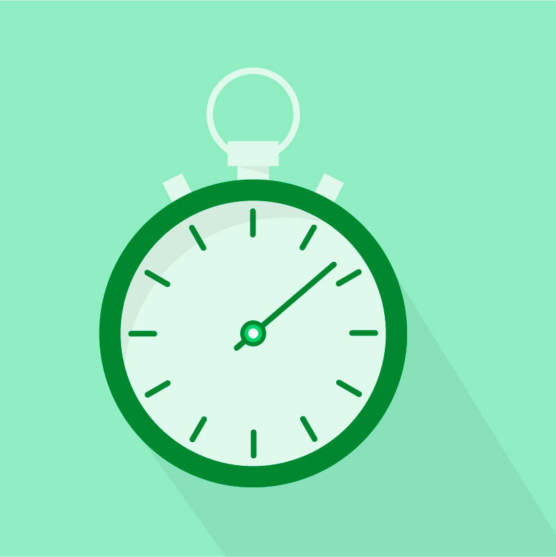 A stopwatch on a light green background.
