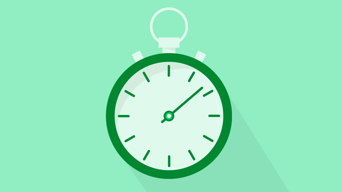 A stopwatch on a light green background.